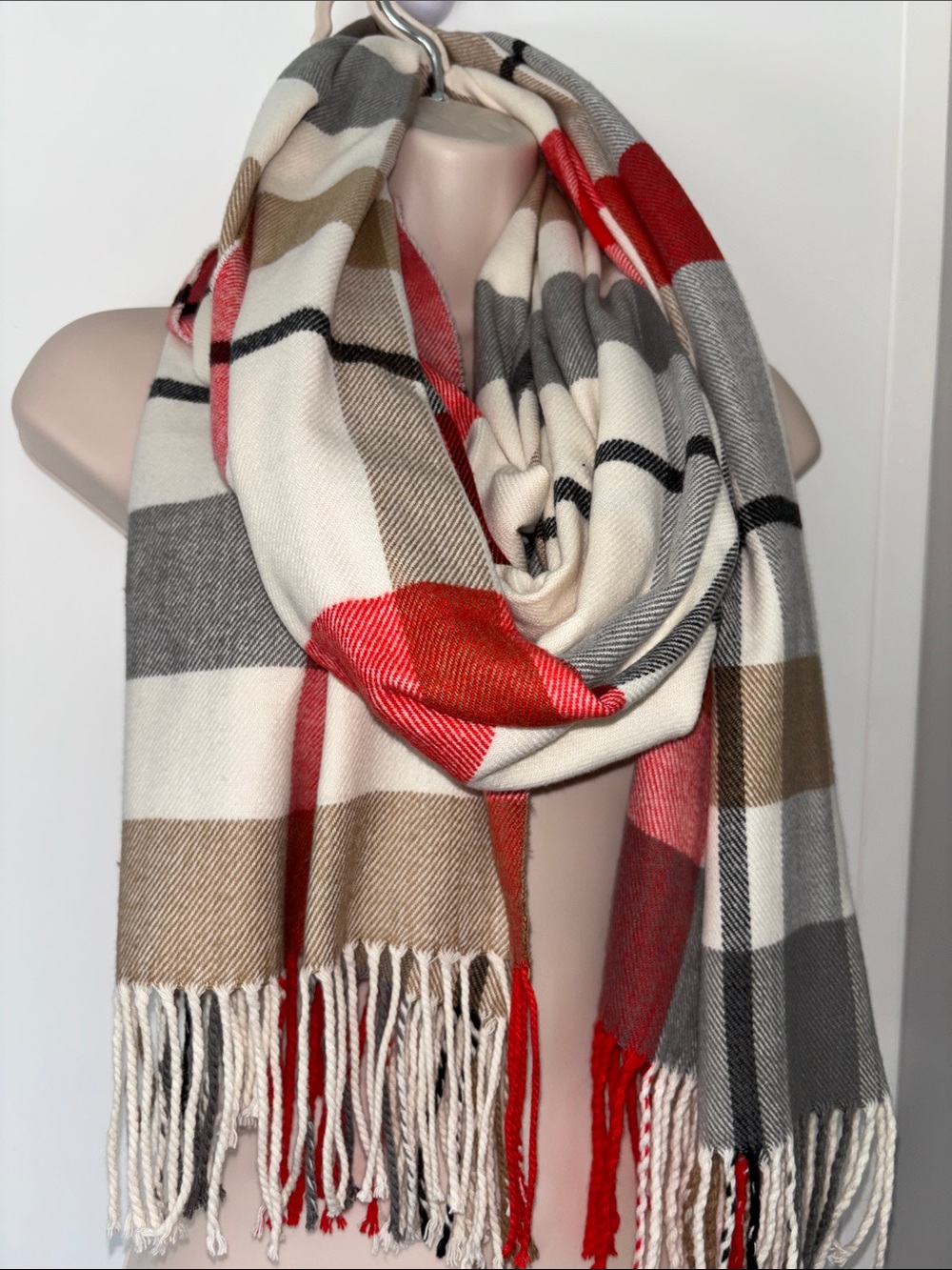 Indigo plaid blanket scarf/shawl